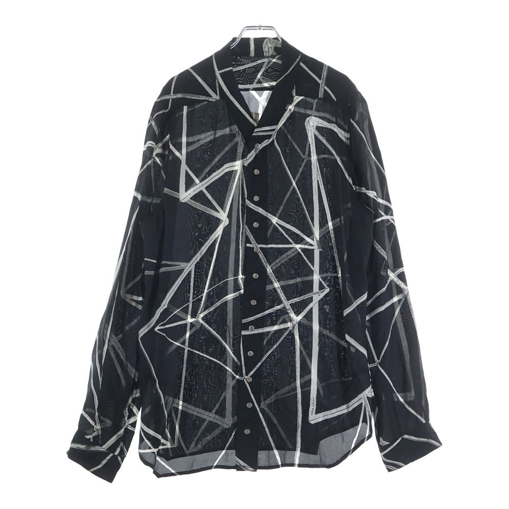 Rick Owens(リックオウエンス) 22SS SNAP COLLAR FAUN SHIRT RU01B1290-JP1 スナップドローコード柄長袖シャツ ブラック