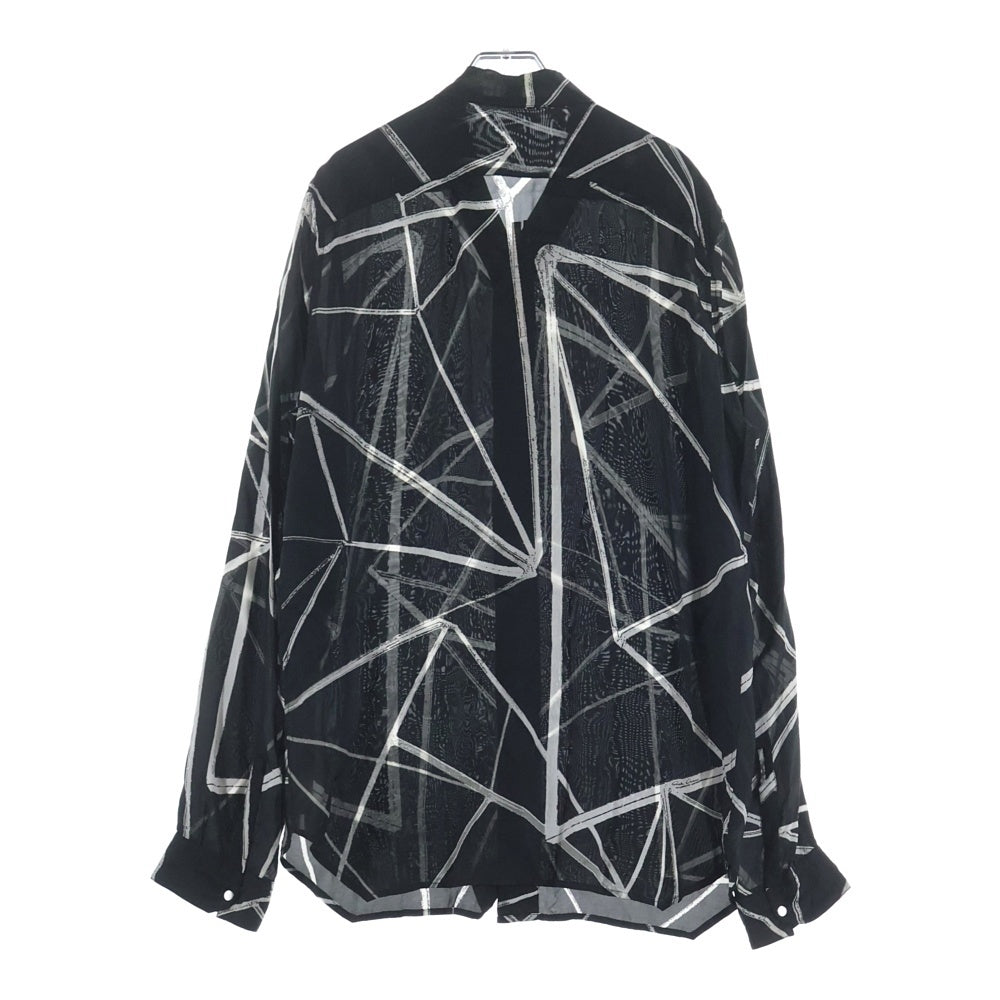 Rick Owens(リックオウエンス) 22SS SNAP COLLAR FAUN SHIRT RU01B1290-JP1 スナップドローコード柄長袖シャツ ブラック