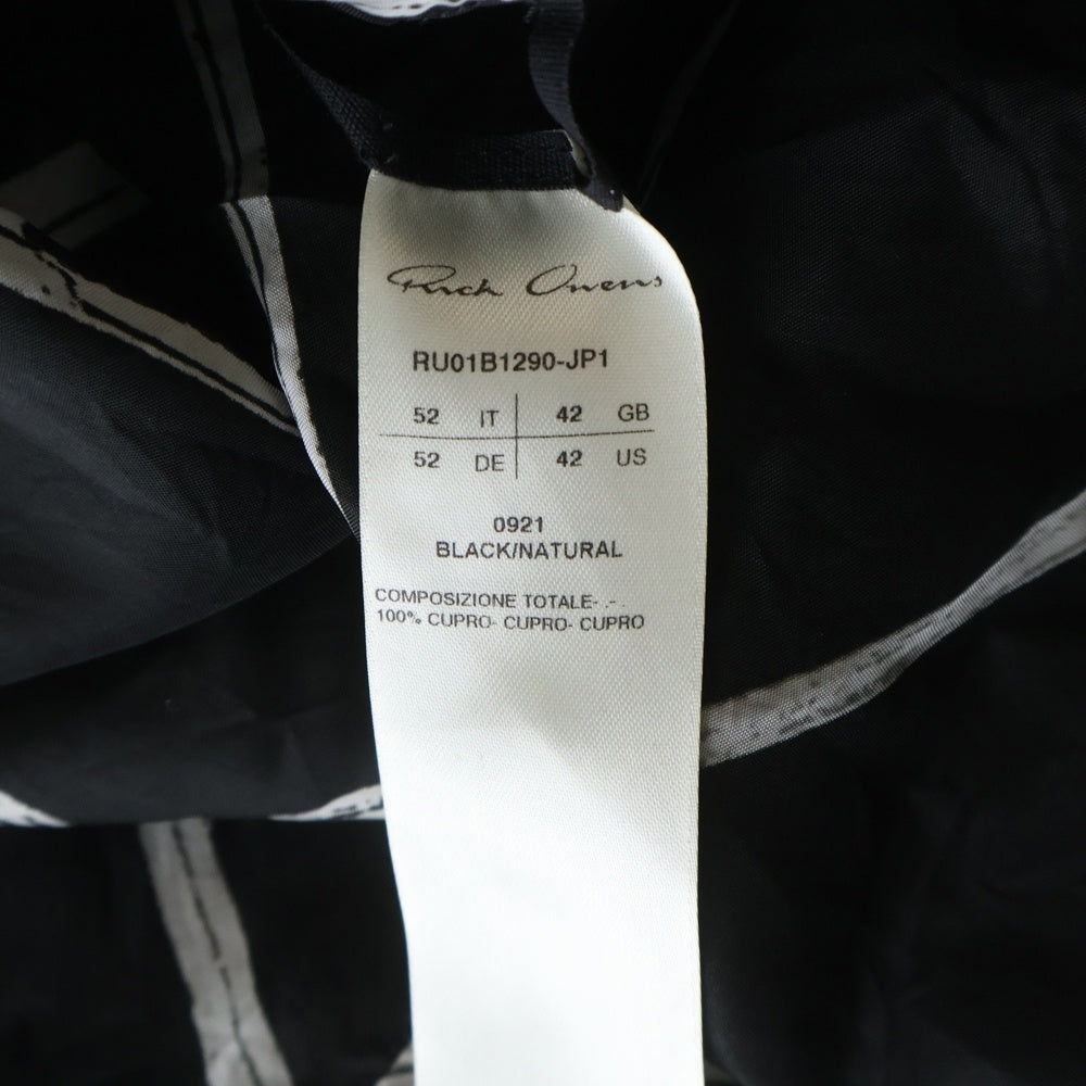 Rick Owens(リックオウエンス) 22SS SNAP COLLAR FAUN SHIRT RU01B1290-JP1 スナップドローコード柄長袖シャツ ブラック