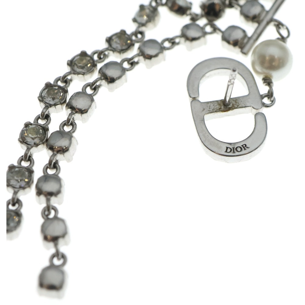 DIOR(ディオール) CDロゴ ラインストーン パールシャンデリアピアス シルバー レディース