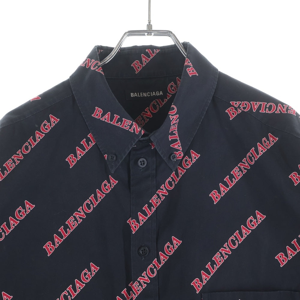 BALENCIAGA(バレンシアガ) 20AW オールオーバー ロゴプリント長袖シャツ 627023 TILR8 ブラック/レッド