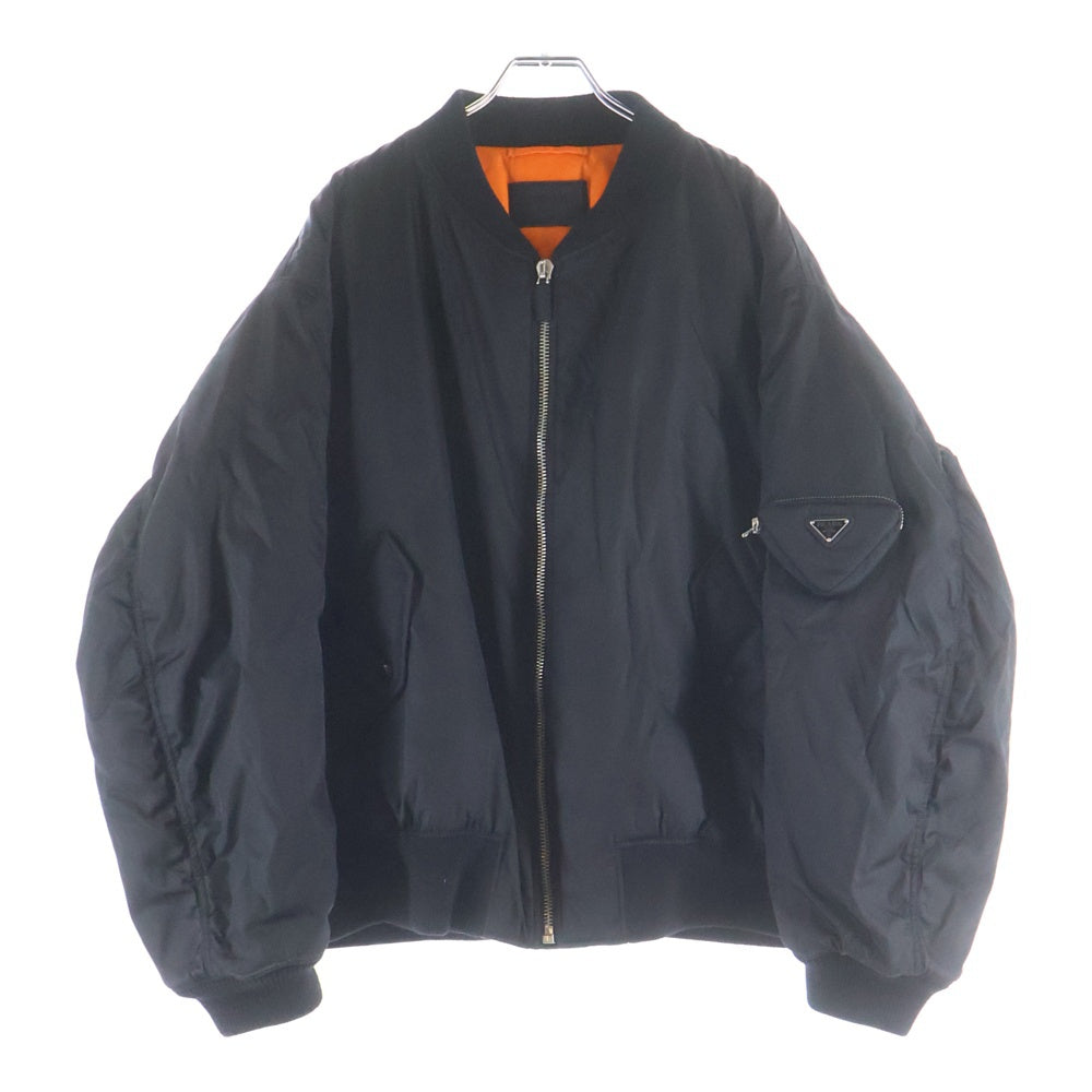 PRADA(プラダ) Re-Nylon トライアングルロゴプレート MA-1 ボンバージャケット SGB903 ブラック