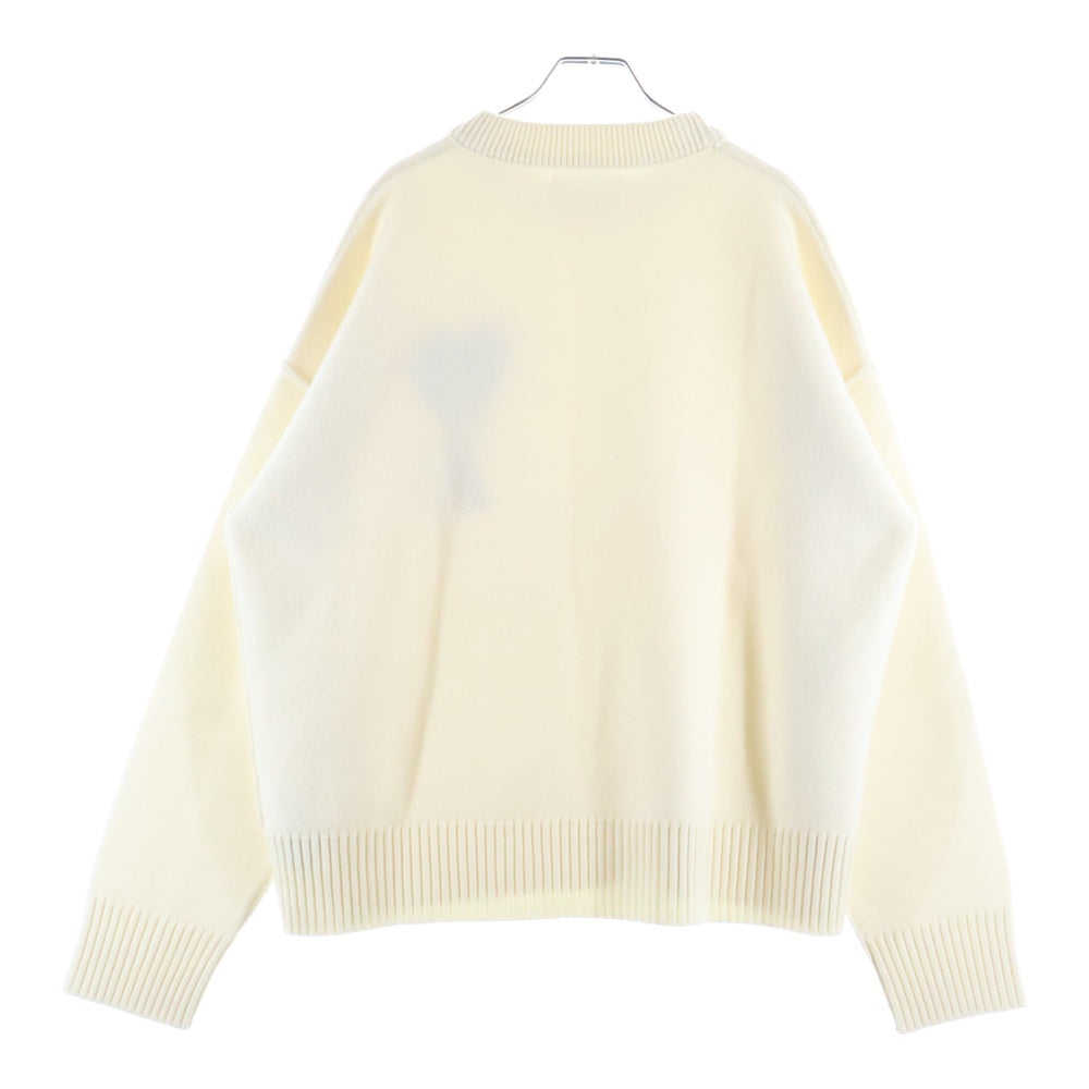AMI Alexandre Mattiussi(アミアレクサンドルマテュッシ) Merino Wool Felt Knit Sweater メリノ ウール フェルトニット セーター ホワイト/レッド BFUKS006.018