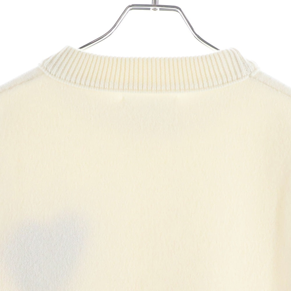 AMI Alexandre Mattiussi(アミアレクサンドルマテュッシ) Merino Wool Felt Knit Sweater メリノ ウール フェルトニット セーター ホワイト/レッド BFUKS006.018