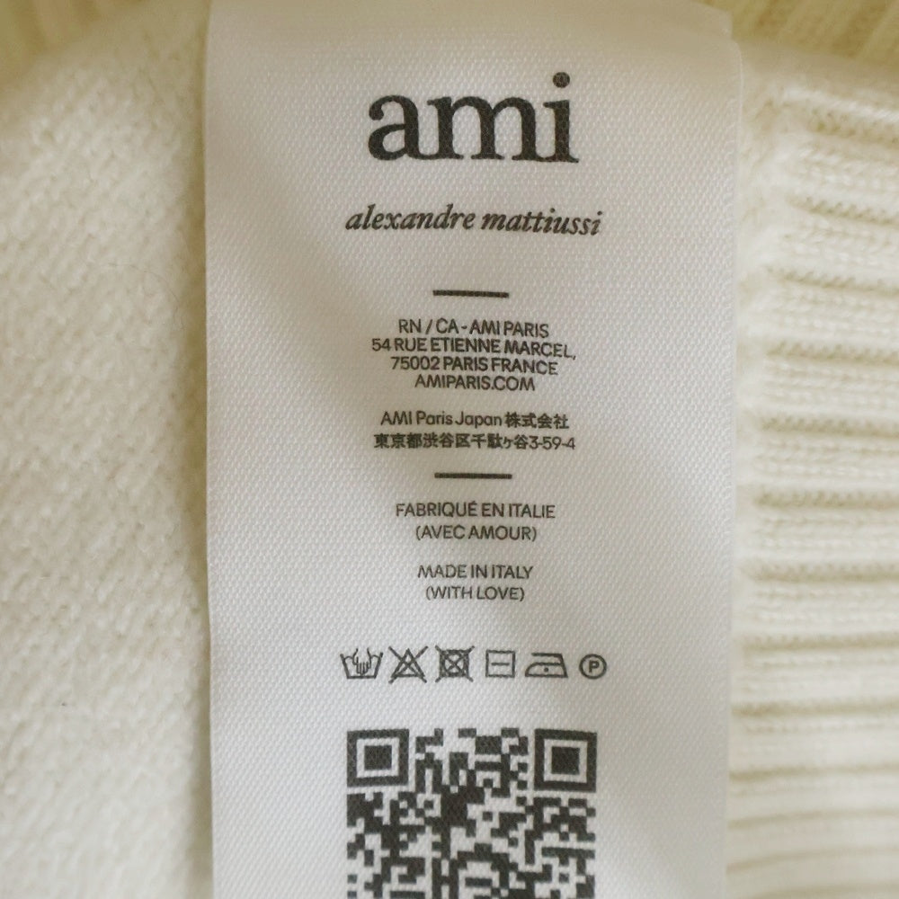 AMI Alexandre Mattiussi(アミアレクサンドルマテュッシ) Merino Wool Felt Knit Sweater メリノ ウール フェルトニット セーター ホワイト/レッド BFUKS006.018
