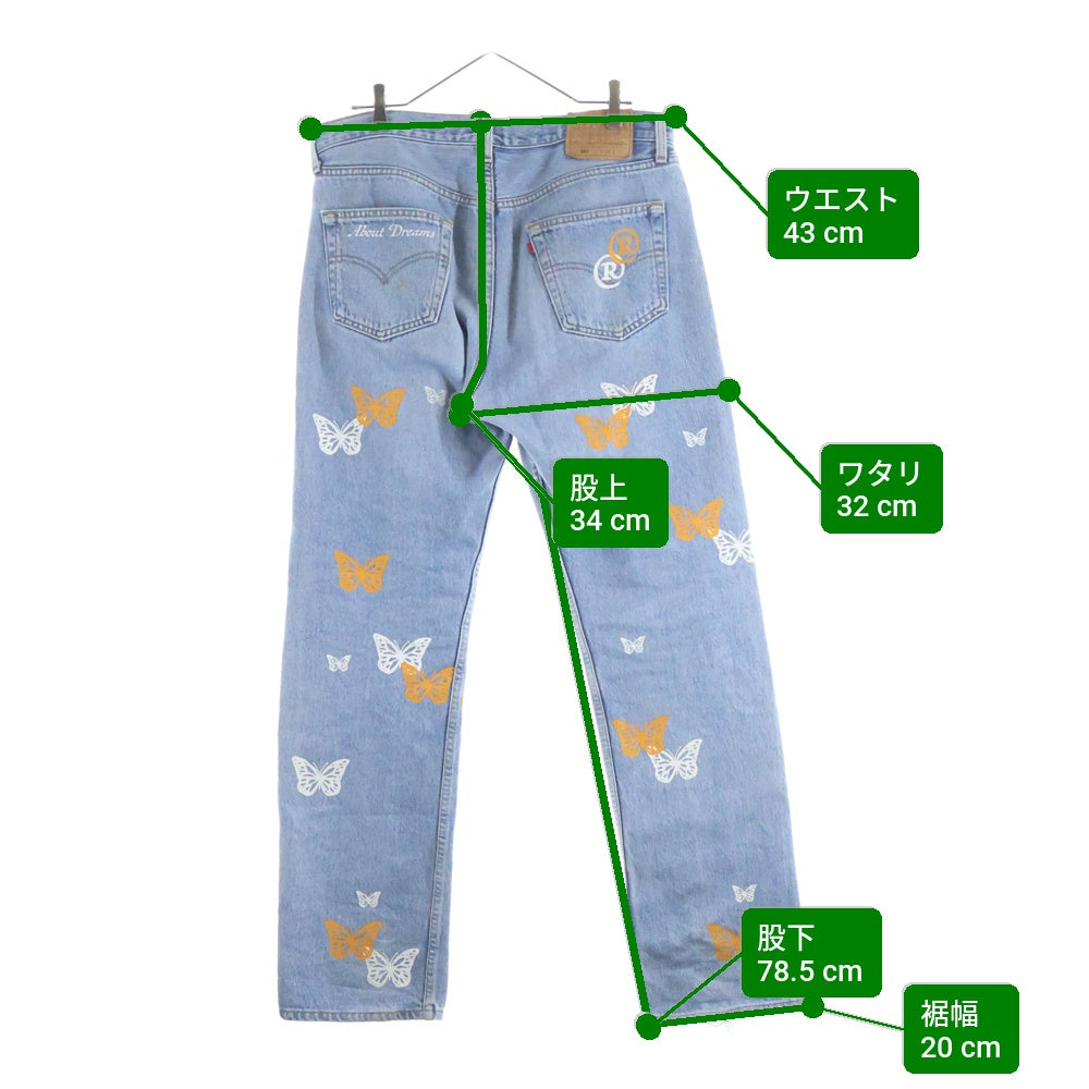 About Dreams(アバウトドリームズ) ×Levi's501 Butterfly Denim バタフライプリント リメイク デニムパンツ インディゴ