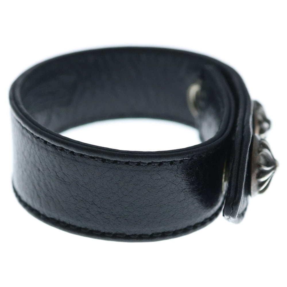 CHROME HEARTS(クロムハーツ) 3BTN 2SNP クロスボール 3ボタン2スナップ レザーブレスレット ブラック/シルバー BCA123