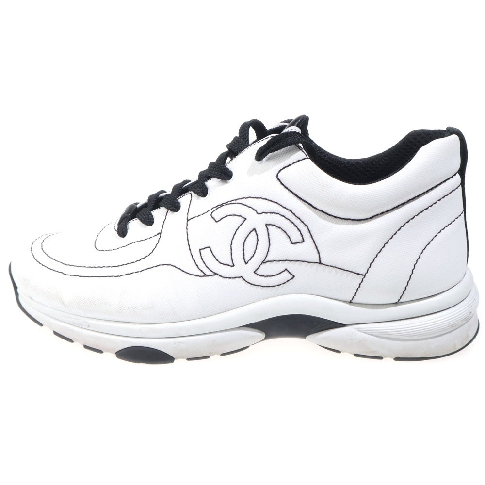 CHANEL(シャネル) 25C ココマーク ロゴステッチ レースアップ ローカットスニーカー G46085 ホワイト
