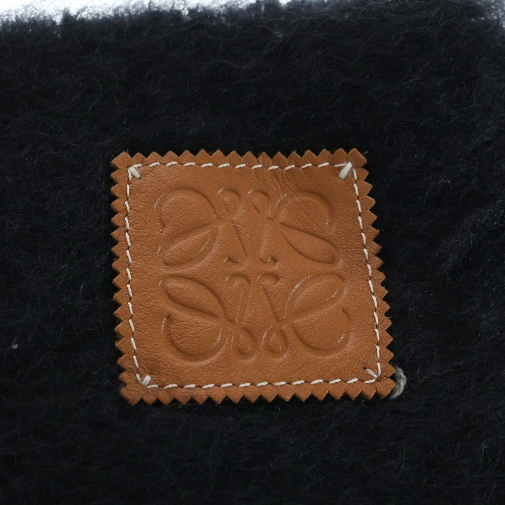 LOEWE(ロエベ) アナグラムパッチ付き モヘア ウールマフラー 28003861 ブラック