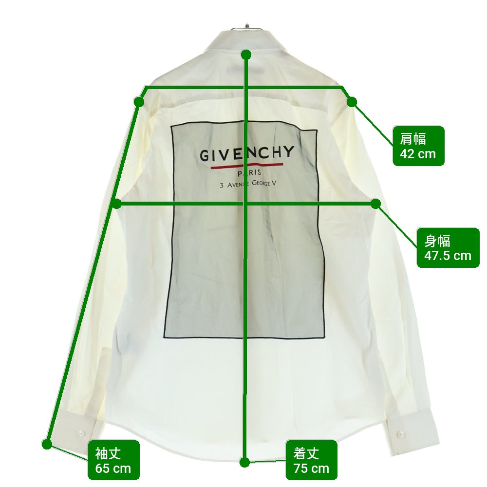 GIVENCHY(ジバンシィ) バックロゴプリント長袖シャツ BM60GU109F ホワイト