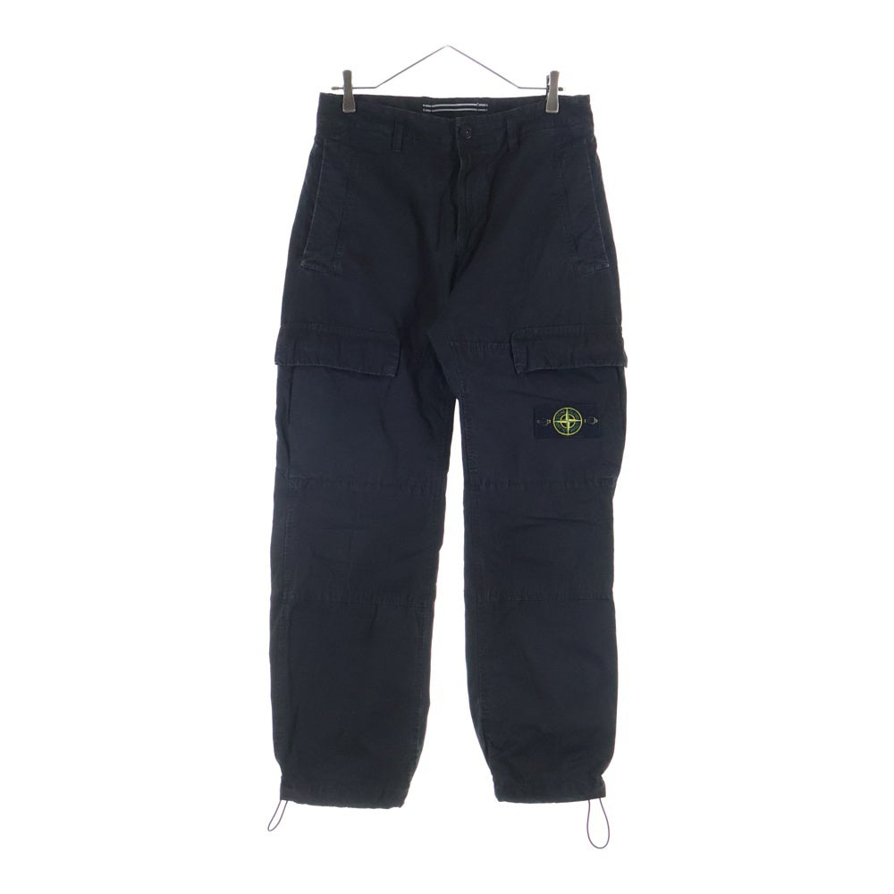 STONE ISLAND(ストーンアイランド) 24SS PANTALONE COMFORT ロゴパッチ ガーメントダイ カーゴパンツ ブラック 8015311WA