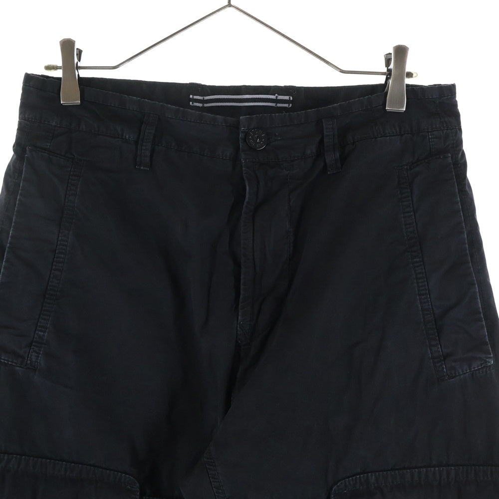 STONE ISLAND(ストーンアイランド) 24SS PANTALONE COMFORT ロゴパッチ ガーメントダイ カーゴパンツ ブラック 8015311WA