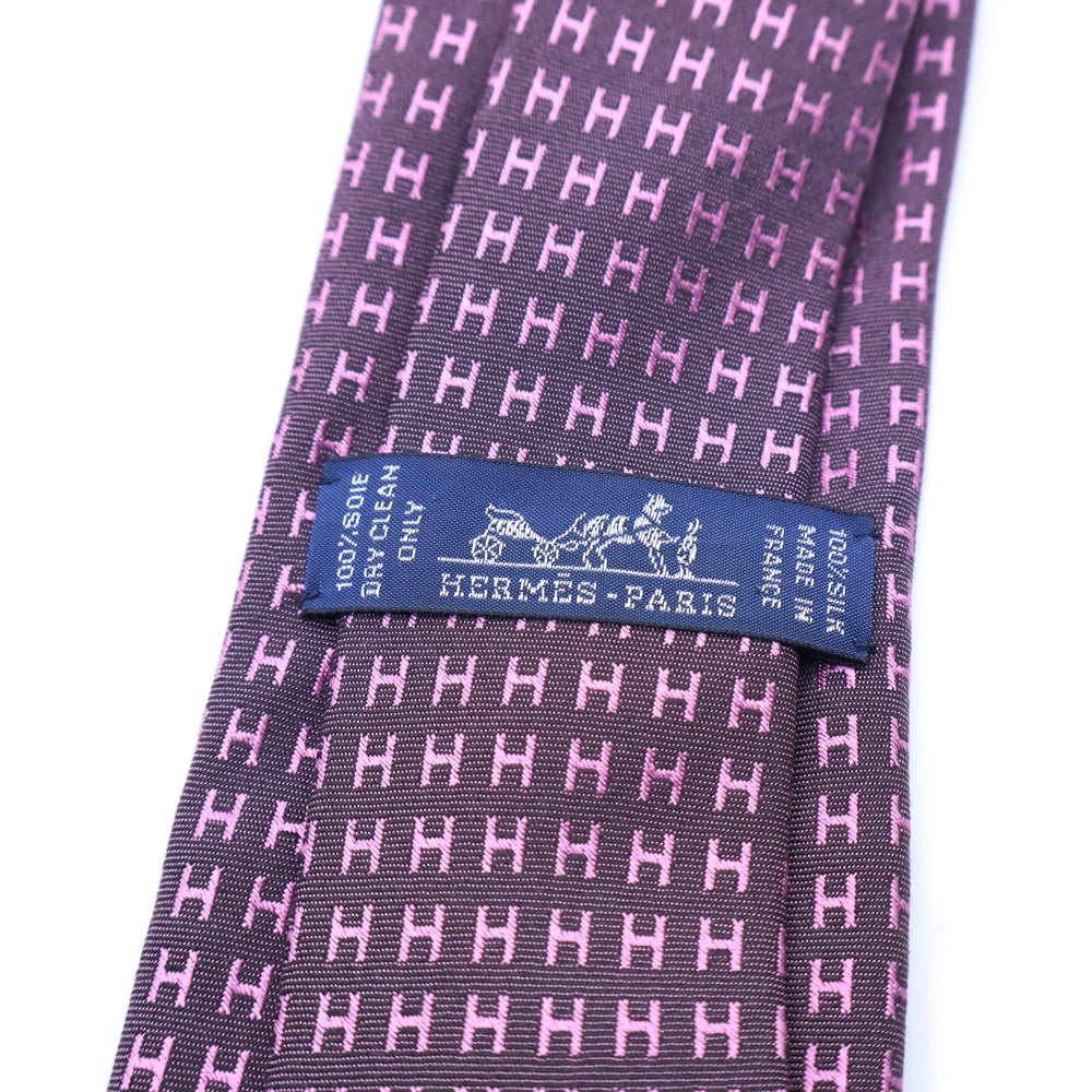 HERMES(エルメス) ファソネH シルクネクタイ ピンク