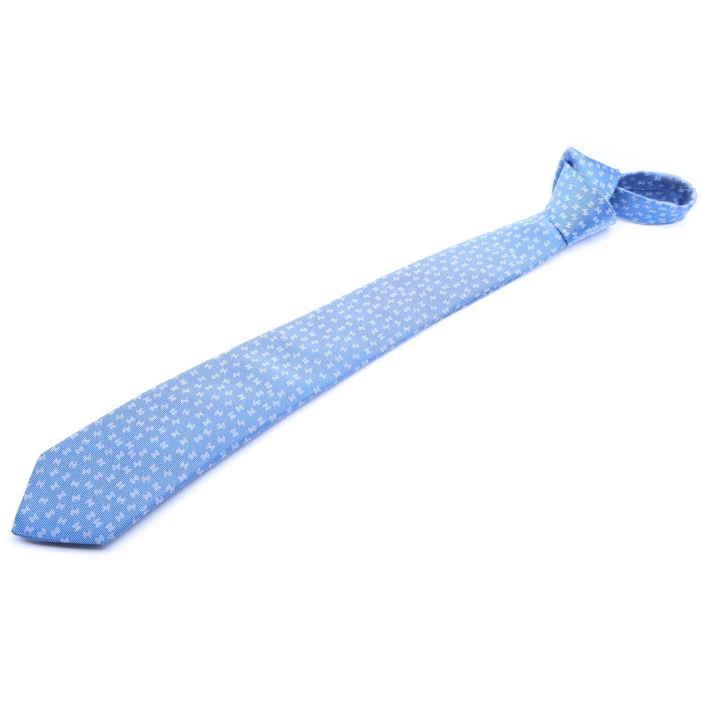 HERMES(エルメス) H C'est la Fete Hロゴ シルクネクタイ 33932IT ブルー