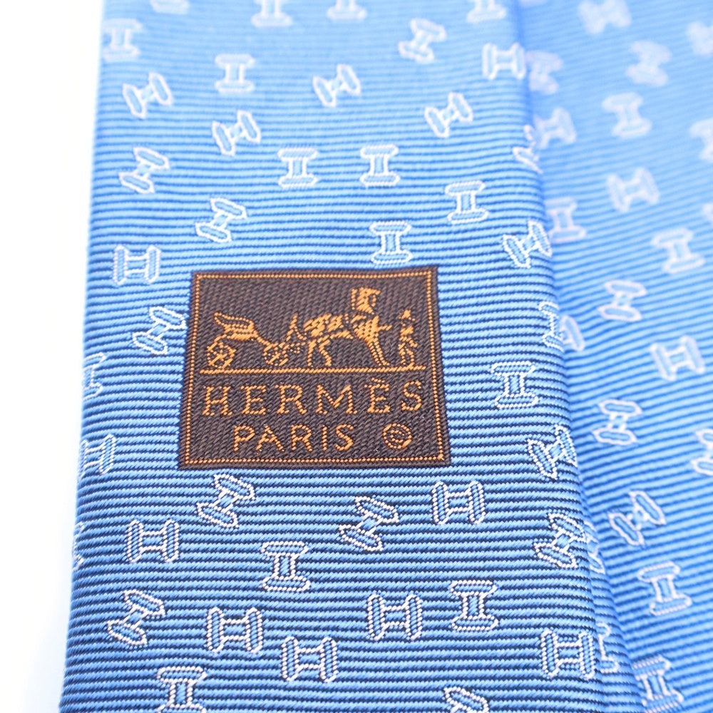 HERMES(エルメス) H C'est la Fete Hロゴ シルクネクタイ 33932IT ブルー