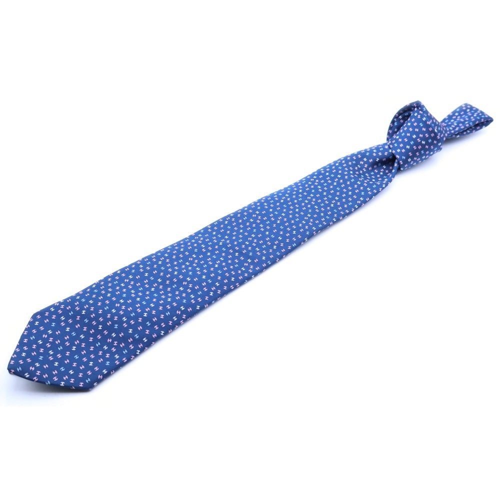 HERMES(エルメス) Cravate Soie Lourde Hロゴ シルクネクタイ 659282T ネイビー/マルチ