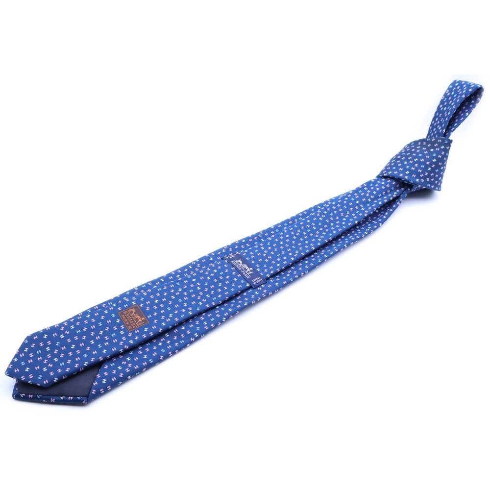 HERMES(エルメス) Cravate Soie Lourde Hロゴ シルクネクタイ 659282T ネイビー/マルチ