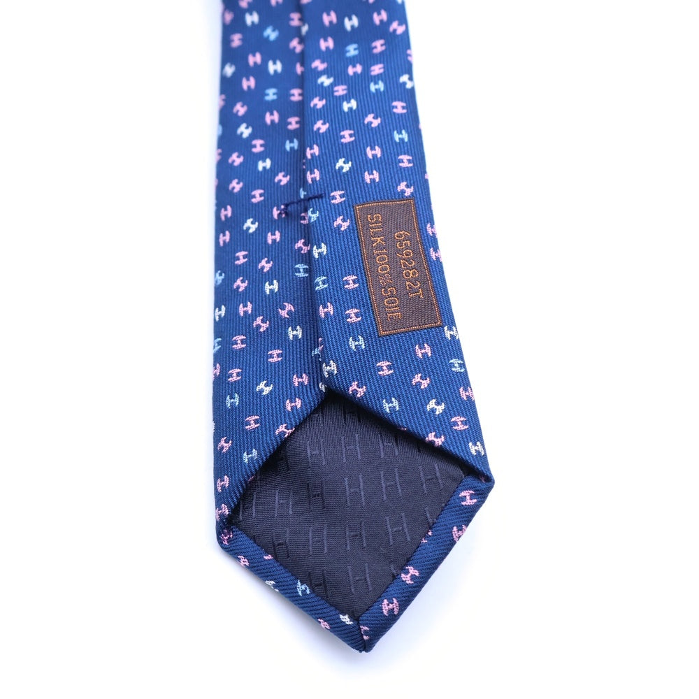 HERMES(エルメス) Cravate Soie Lourde Hロゴ シルクネクタイ 659282T ネイビー/マルチ
