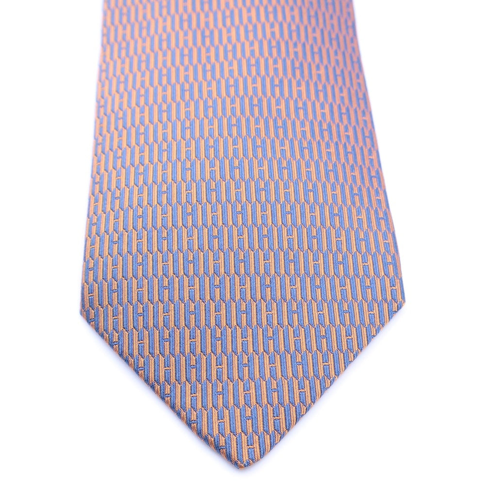 HERMES(エルメス) H総柄 シルクネクタイ 659252T ネイビー/オレンジ