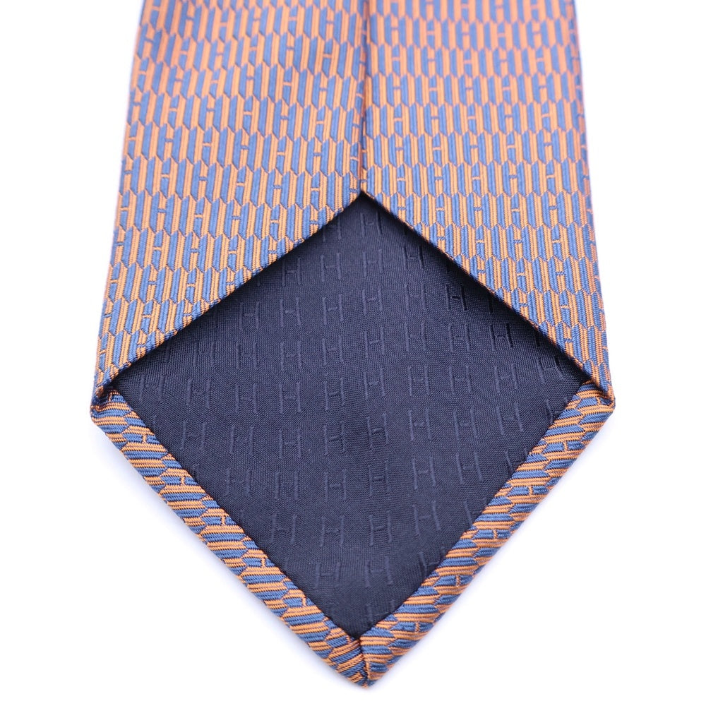 HERMES(エルメス) H総柄 シルクネクタイ 659252T ネイビー/オレンジ