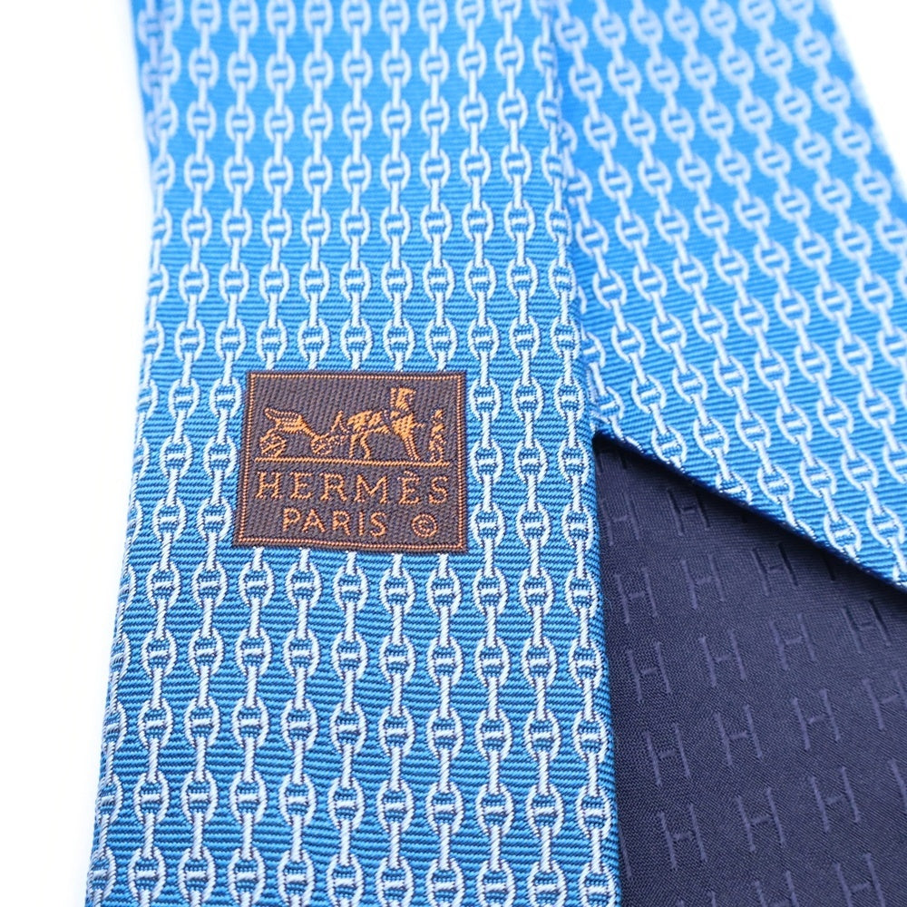 HERMES(エルメス) ヘヴィ シェーヌダンクル柄シルクネクタイ 659267T ブルー