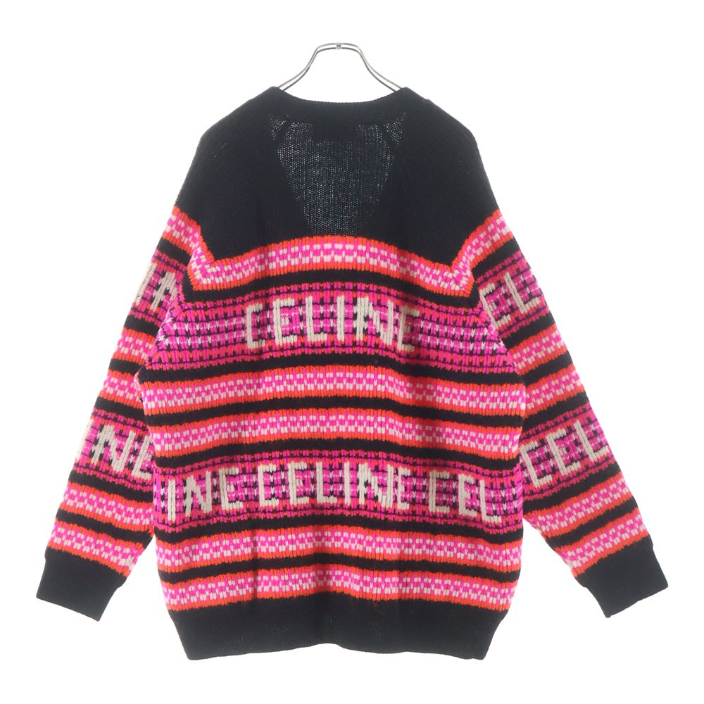 CELINE(セリーヌ) 23AW ロゴスキー ジャガードニット カーディガン ブラック/ピンク 2AC91579S