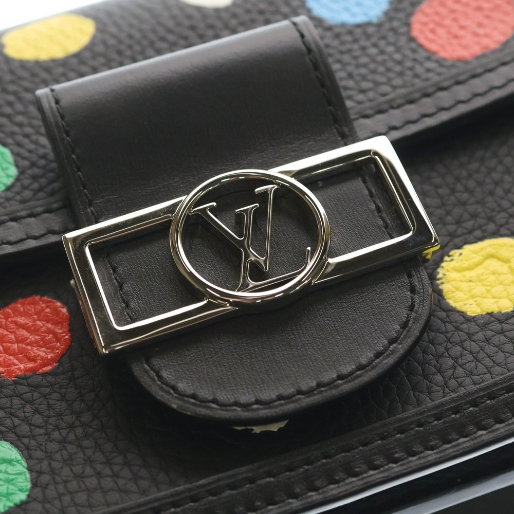 LOUIS VUITTON(ルイヴィトン) ×YK Dauph Mini M21750 ×草間彌生ドーフィーヌ ミニ トリヨン ドット柄ショルダーバッグ ブラック レディース