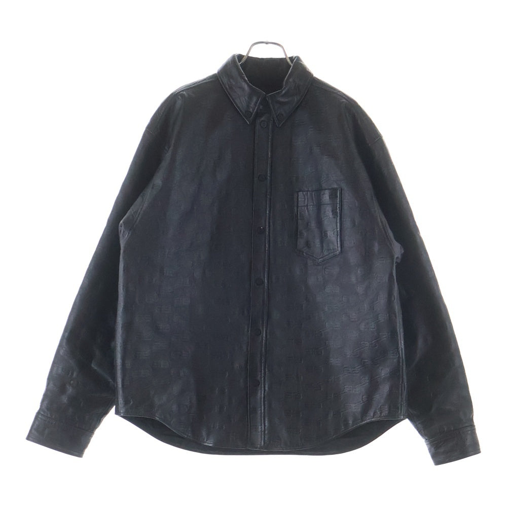 BALENCIAGA(バレンシアガ) BB Monogram Leather Jacket BBモノグラムレザージャケット ブラック 704420 TMS16 1000