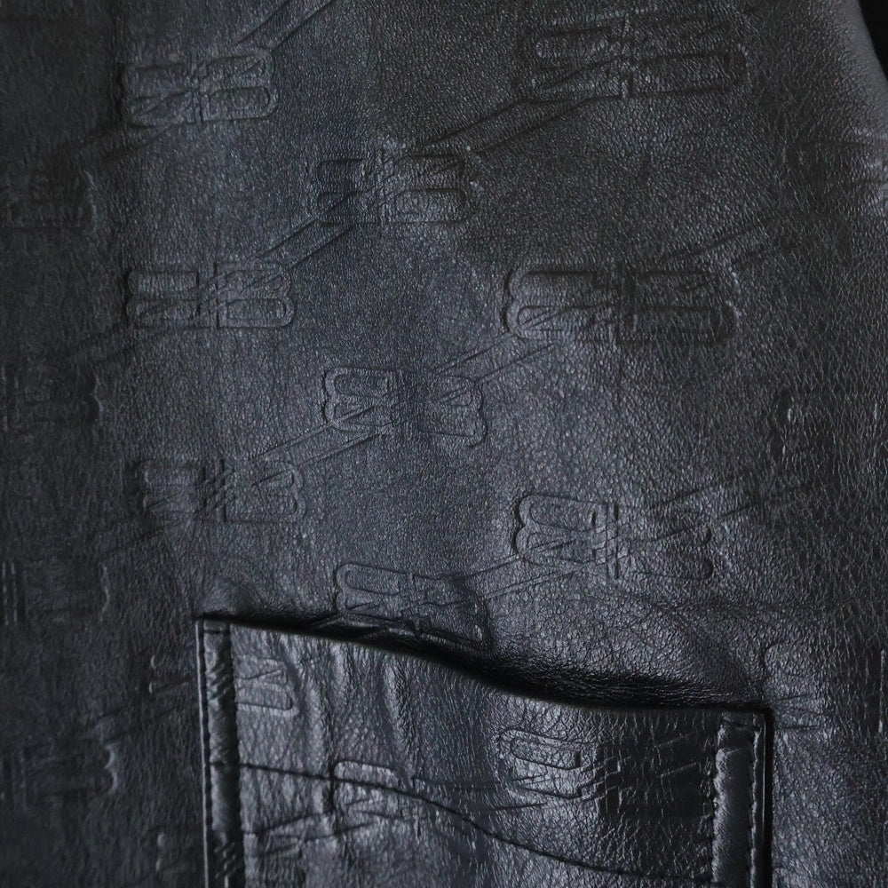 BALENCIAGA(バレンシアガ) BB Monogram Leather Jacket BBモノグラムレザージャケット ブラック 704420 TMS16 1000