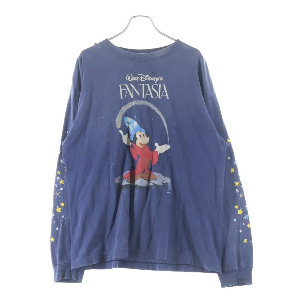 SAINT MICHAEL(セントマイケル) 25SS ×Disney DNF LS TEE FANTSIA SM-HR8-0000-C66 ヴィンテージ加工 ディズニーキャラクタープリントクルーネック長袖Tシャツカットソー ロンT ネイビー