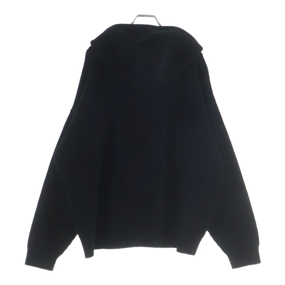 CELINE(セリーヌ) フロントロゴ リブ編み ウール プルオーバー ニットパーカー ブラック