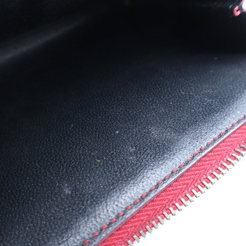 SAINT LAURENT PARIS(サンローランパリ) YSLロゴ Vステッチ二つ折り財布 レッド レディース