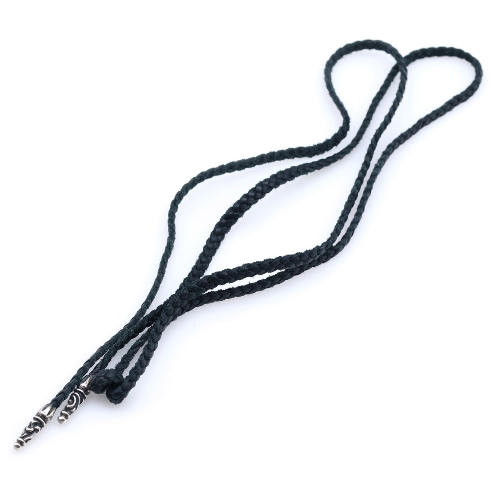 CHROME HEARTS(クロムハーツ) LEATHER BRAID SCROLL ネックレス レザーブレイドネックレス ブラック/シルバー BCA377