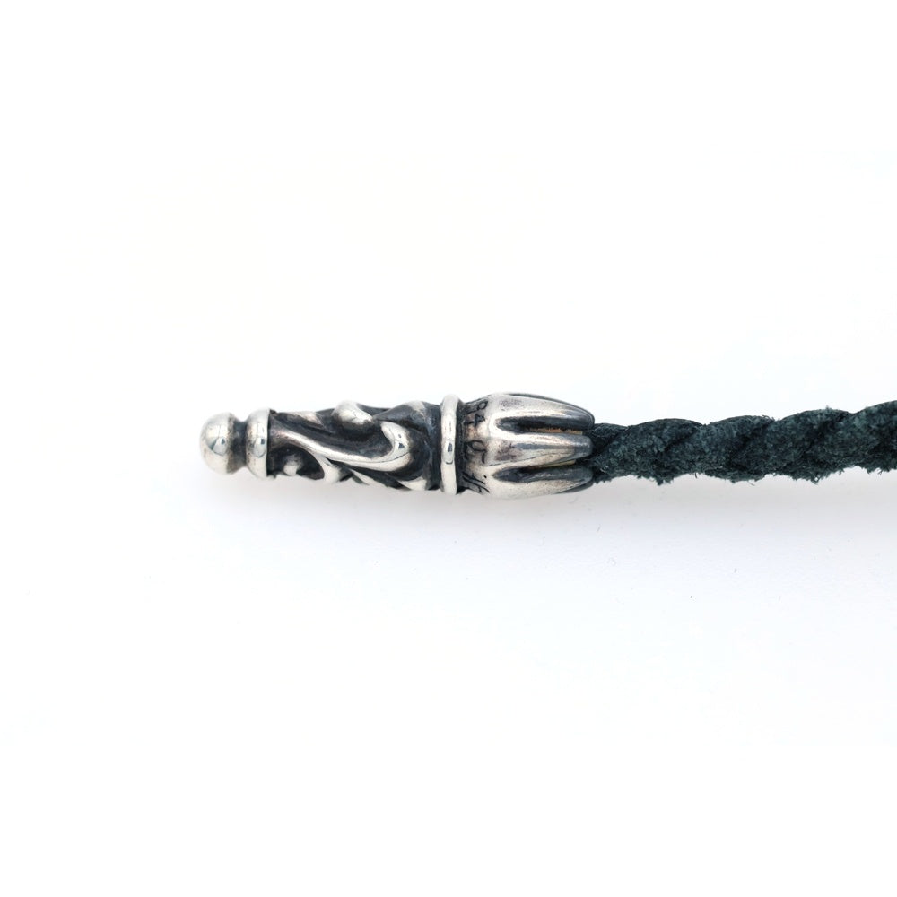 CHROME HEARTS(クロムハーツ) LEATHER BRAID SCROLL ネックレス レザーブレイドネックレス ブラック/シルバー BCA377