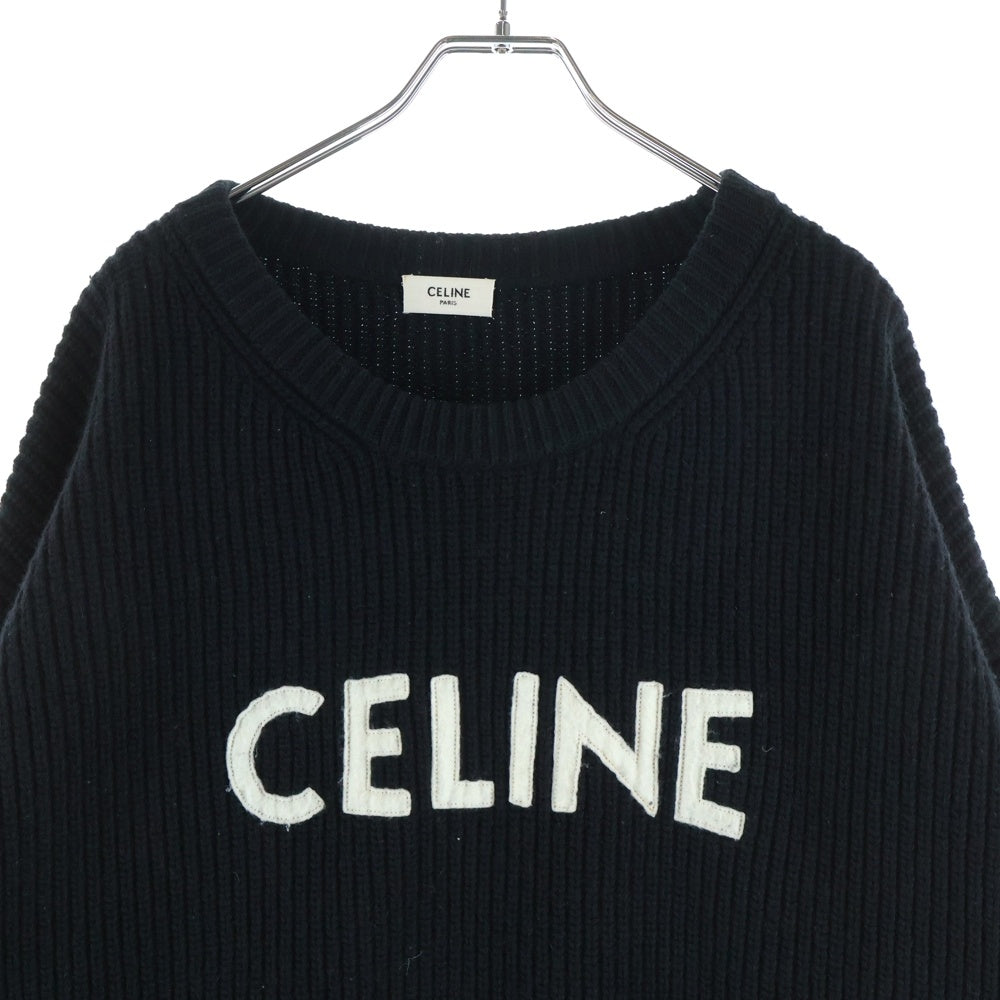 CELINE(セリーヌ) 21AW Embroidery Over Size Sweater 2A19R423P エンブロイダリーロゴ オーバーサイズ ニットセーター ブラック