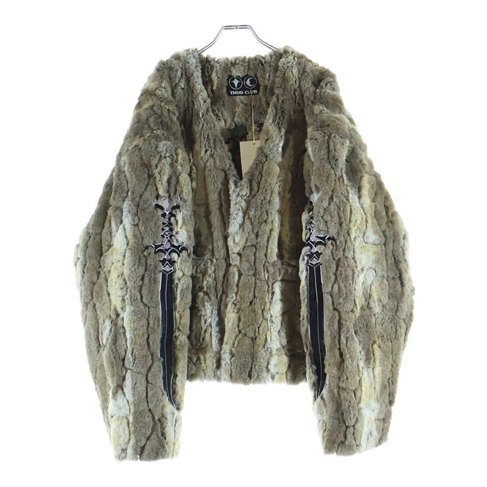 THUG CLUB(サグクラブ) 24AW JINDO MIX Fur Jacket ミックスファージャケット TC24JK2202 べージュ