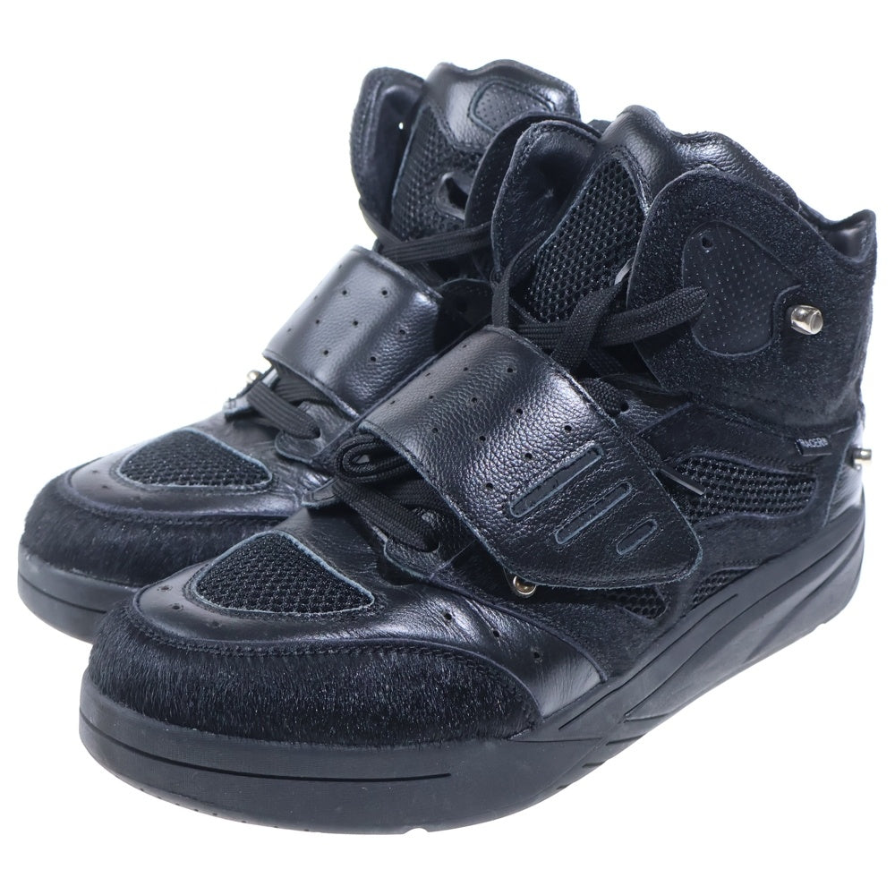 RACER WORLD WIDE(レーサーワールドワイド) Pony Vibram 2010 ハラコ切替 ベルクロハイカットスニーカー ブラック
