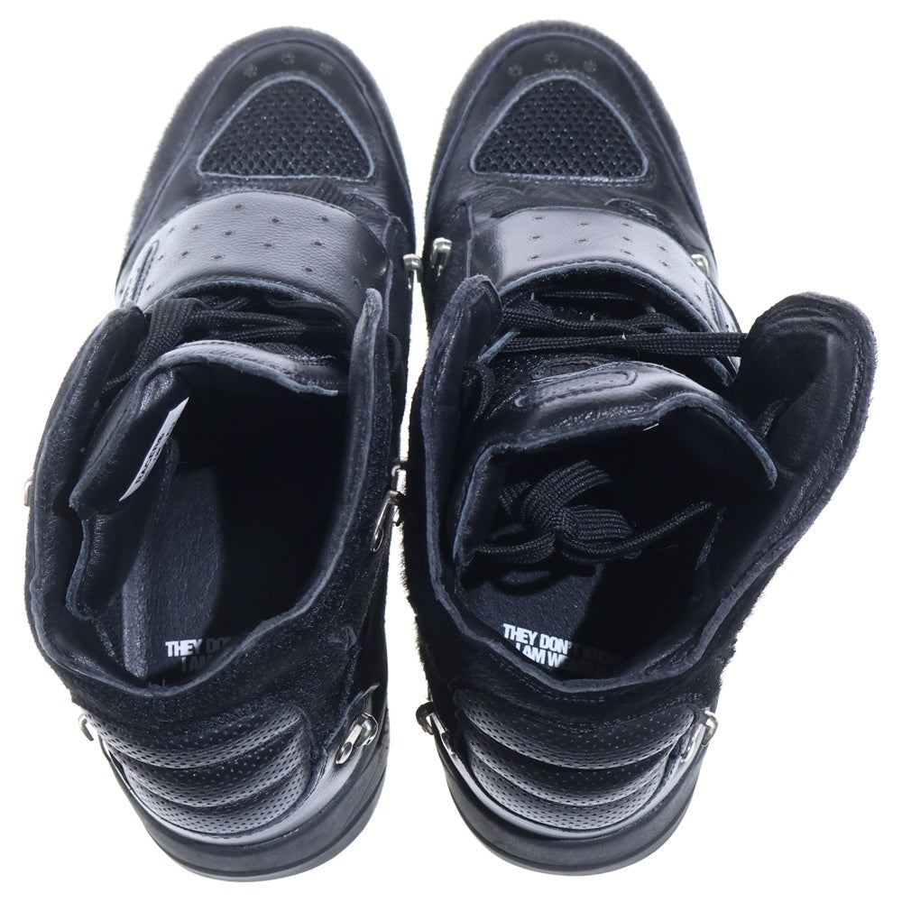 RACER WORLD WIDE(レーサーワールドワイド) Pony Vibram 2010 ハラコ切替 ベルクロハイカットスニーカー ブラック