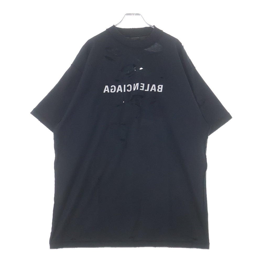 BALENCIAGA(バレンシアガ) Destroy Inside Out T-Shirt 720198 TQVP3 デストロイ インサイドアウト オーバーサイズ半袖Tシャツ ブラック
