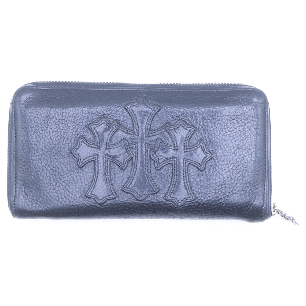 CHROME HEARTS(クロムハーツ) REC F ZIP 3セメタリー クロスパッチ ラウンドファスナーウォレット 長財布 ブラック