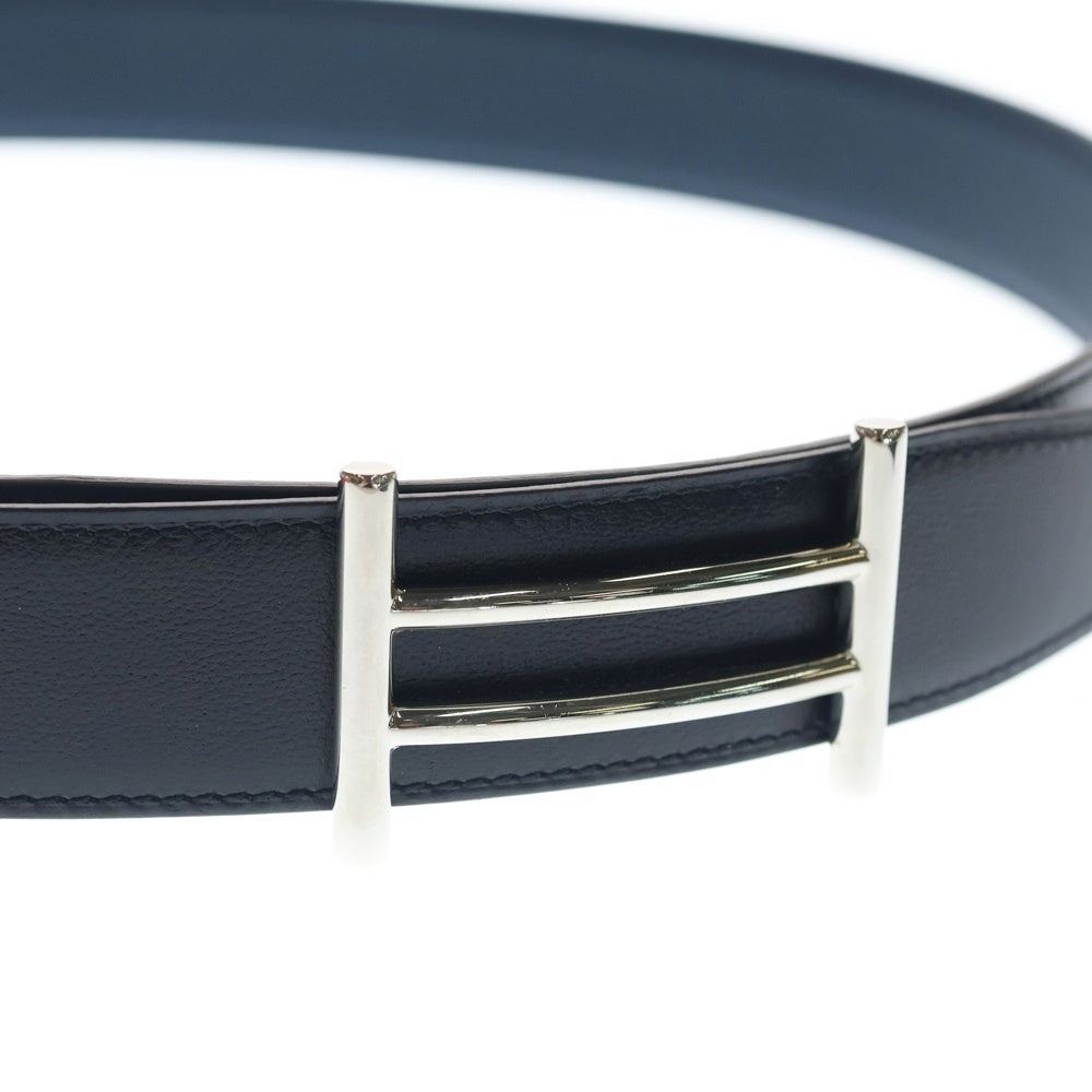 HERMES(エルメス) ライダー Hバックルレザーベルト リバーシブル C刻印 ブラック/ネイビー レディース