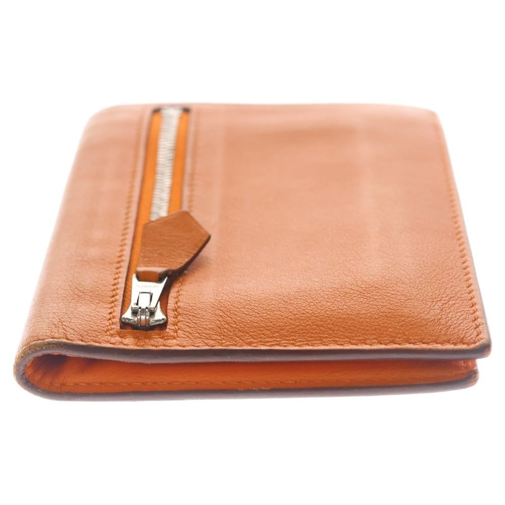 HERMES(エルメス) ジップザップ コンパクトウォレット オレンジ □L刻印 レディース