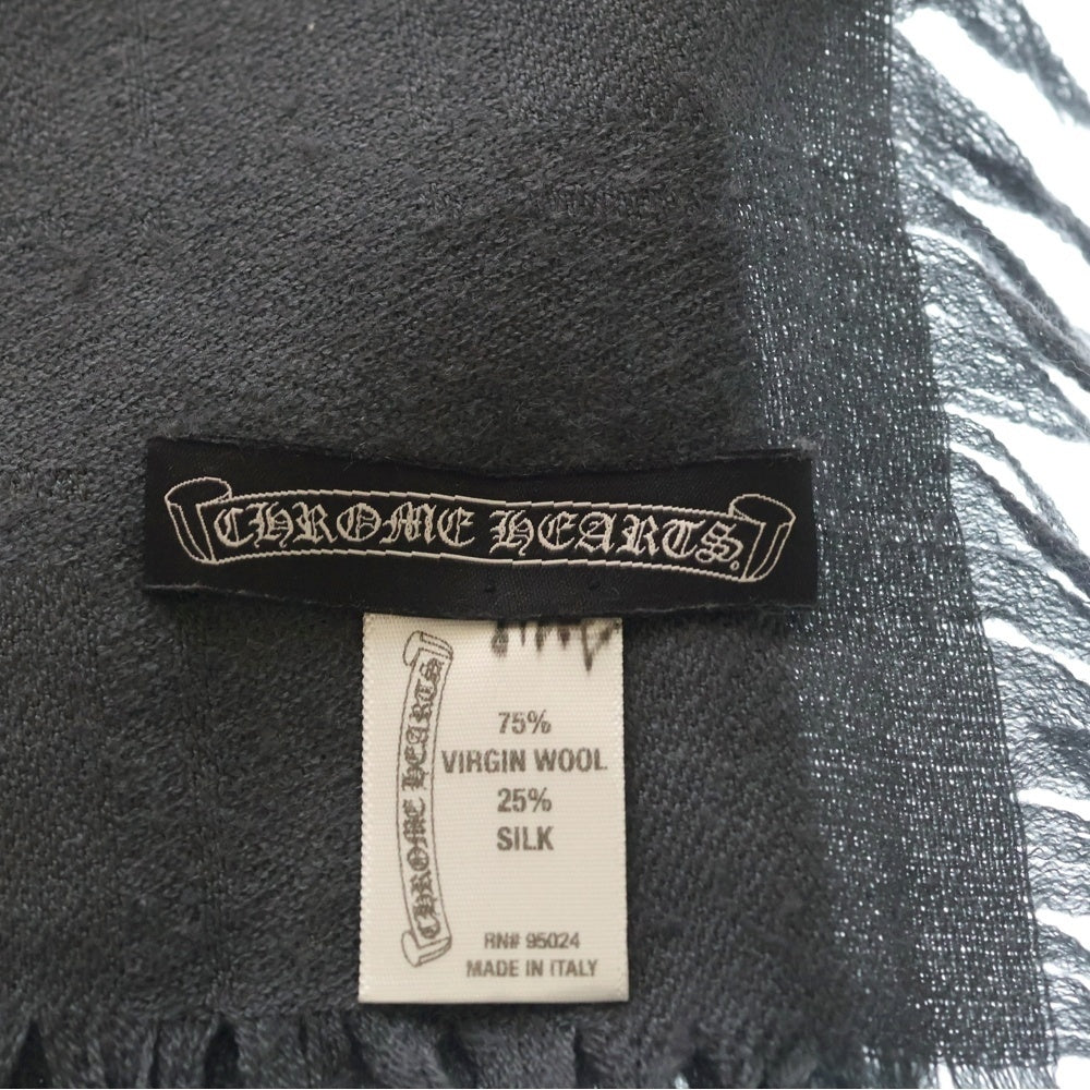 CHROME HEARTS(クロムハーツ) CH PLUS SQUARE SCARF シルク混 CHプラス総柄 スクエア ウールスカーフ ブラック