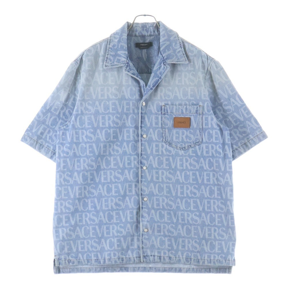 VERSACE(ヴェルサーチ) バロッコシー柄 オールオーバー デニムシャツ インディゴ 1007836