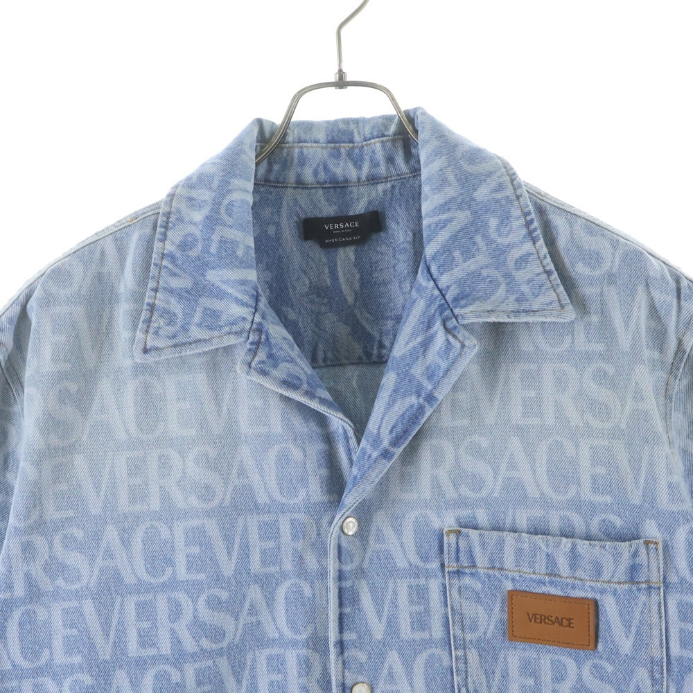 VERSACE(ヴェルサーチ) バロッコシー柄 オールオーバー デニムシャツ インディゴ 1007836