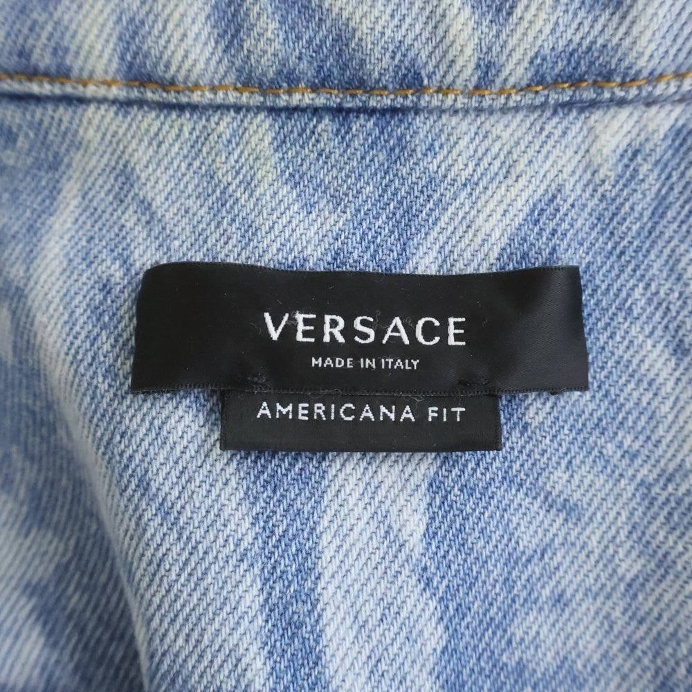VERSACE(ヴェルサーチ) バロッコシー柄 オールオーバー デニムシャツ インディゴ 1007836