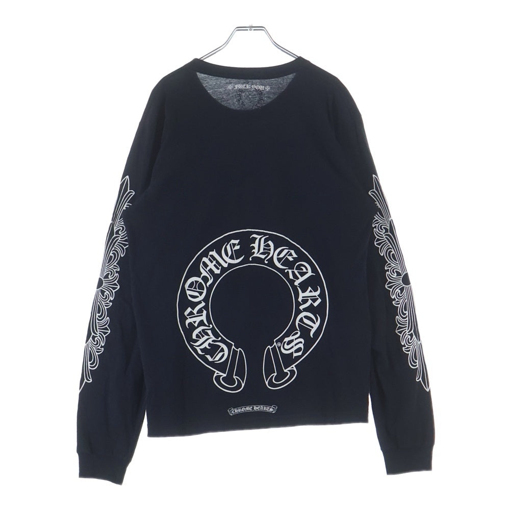CHROME HEARTS(クロムハーツ) Horseshoe Fuck You L/S Tee ホースシュー ファックユー 袖フローラルプリント長袖Tシャツ ブラック