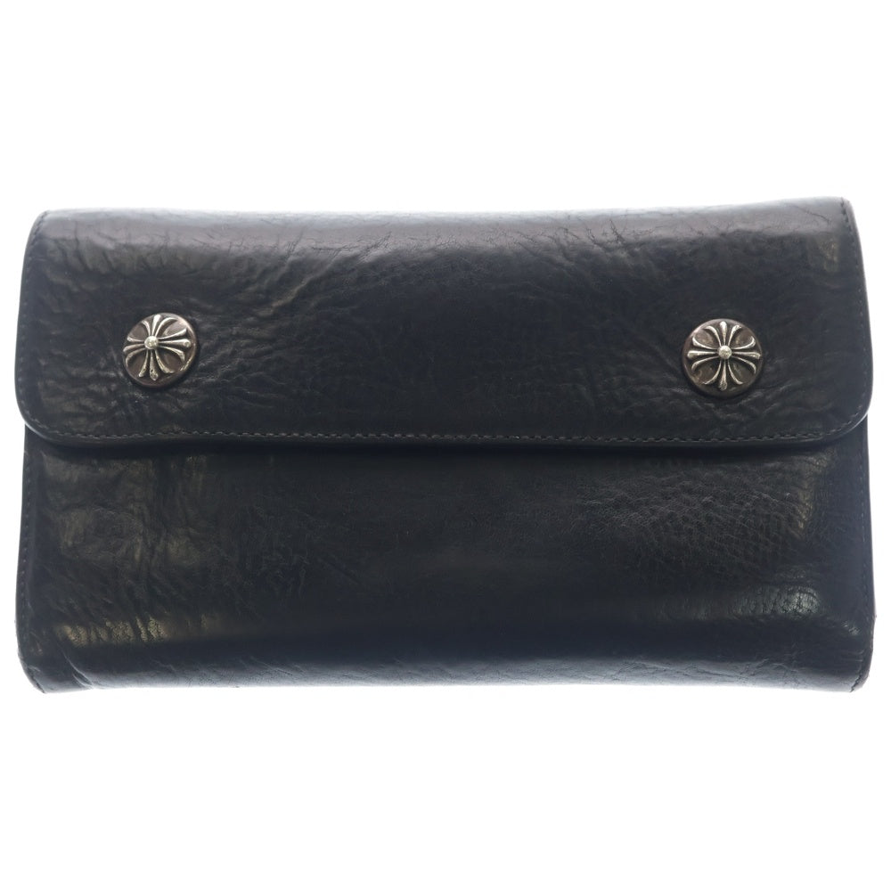 CHROME HEARTS(クロムハーツ) WAVE ウェーブ レザーウォレット 財布 ブラック ※ダガージップ欠損