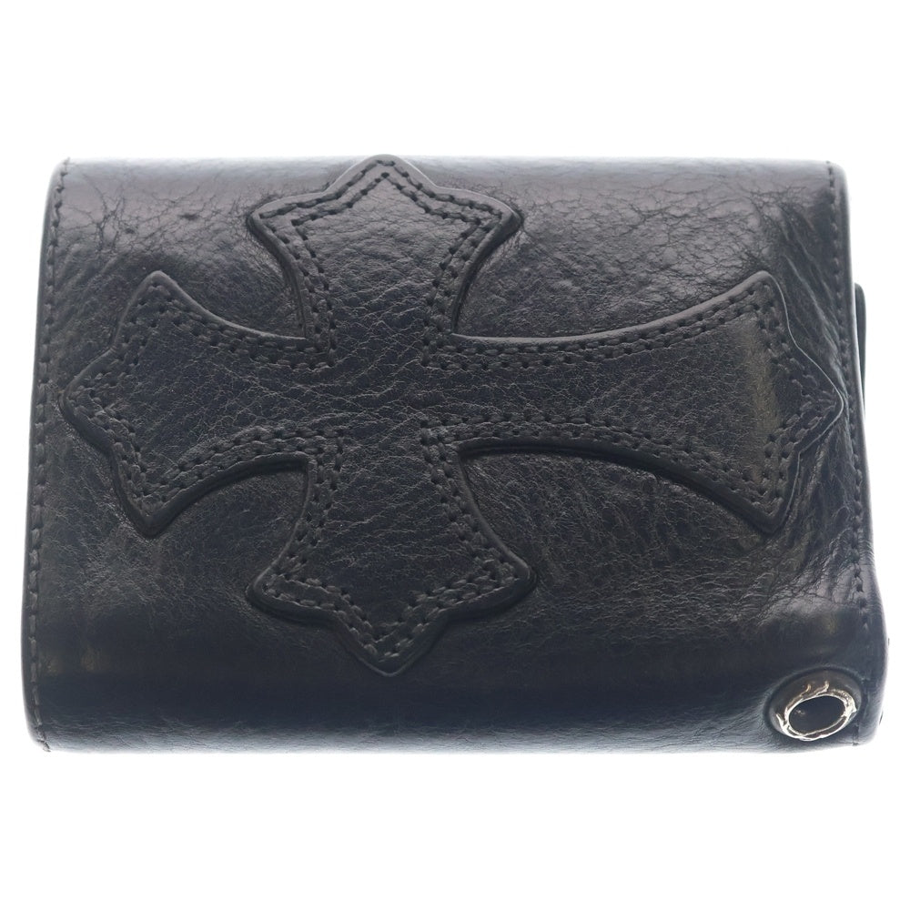CHROME HEARTS(クロムハーツ) 3FOLD 3フォールド クロスボールボタン クロスパッチ レザーウォレット 財布 ブラック