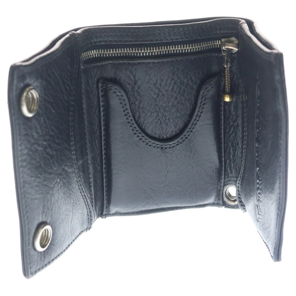 CHROME HEARTS(クロムハーツ) 3FOLD 3フォールド クロスボールボタン クロスパッチ レザーウォレット 財布 ブラック